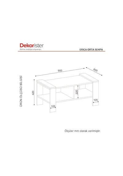 Dekorister Erica Orta Sehpa Beyaz-Ceviz
