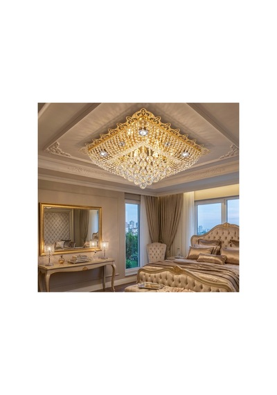 Hanedan 60x60 Kare Avize Altın Altın