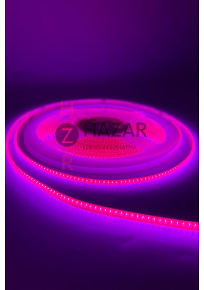 12 Volt 3mm 400 Ledli İnce Esnek Cob Şerit Led Pembe Ip20 5 Metre