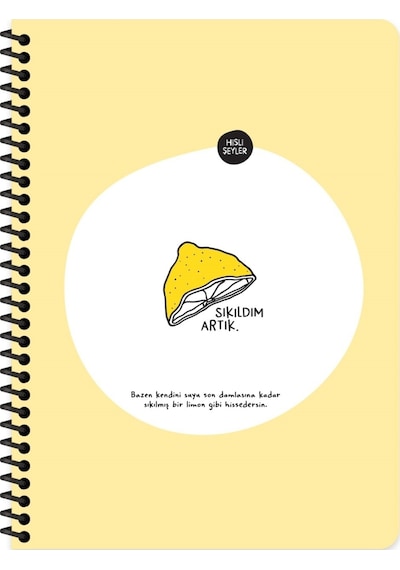 Hisli Şeyler A4 80 Yaprak Defter Çizgili Spiralli Stickerli Artık Sıkıldım