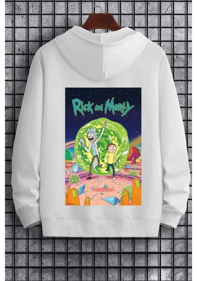 Tarzsokak Unisex Rick And Morty Baskılı Sweatshirt Ty-siyah-rickmorty Beyaz