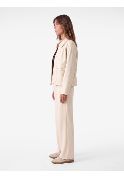 Koton Normal Bel Regular Fit Cepli Düz Geniş Paça Pantolon Bej 7wak40006ek Ekru
