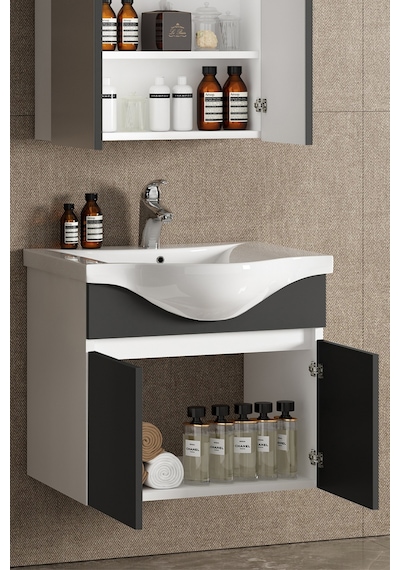 Yıldız 65 Cm Beyaz-antrasit Gri Mat Mdf Seramik Lavabolu Asma Banyo Alt Dolabı Beyaz - Antrasit Yıldız 65 Cm Beyaz-antrasit Gri Mat Mdf Seramik Lavabolu Asma Banyo Alt Dolabı Beyaz - Antrasit