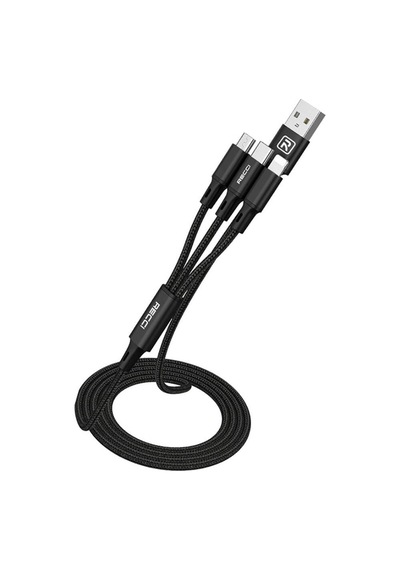 3in1 Çoklu Şarj Kablo Recci Rcs-d120 Fast Wind Serisi Lightning&type-c&micro Usb 1.2m Siyah
