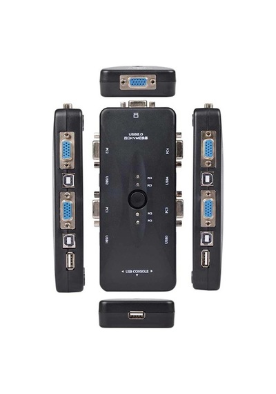 4 Port Kvm Switch Vga + Usb 2.0 - 4 Pc 1 Monitör Klavye Fare Kontrol Cihazı 1080p 30hz - Sürücüsüz