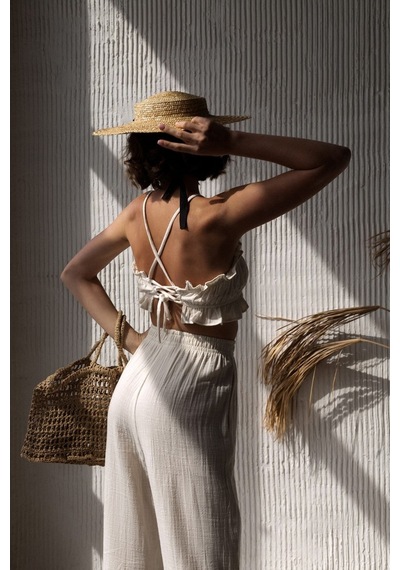 Mai Collection Mai Studios Co. Harvey Natural Müslin Crop Takım Natürel Mai Collection Mai Studios Co. Harvey Natural Müslin Crop Takım Natürel