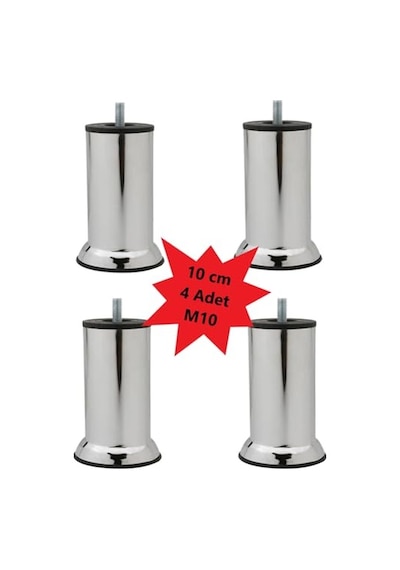 Mobilya Kanepe Baza Koltuk Çekyat Yükseltme Ayağı Kalın Diş M10 Krom Metal 10 Cm 4 Adet Diğer
