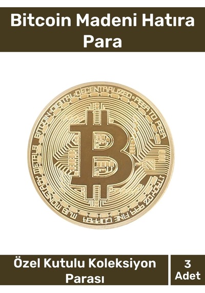 Deluxe Series Kutulu Hediyelik Kripto Hatıra Koleksiyon Bitcoin Madeni Para Altın Rengi 3 Adet