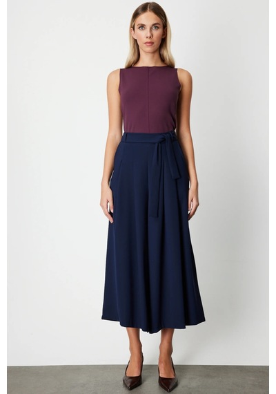On Fashion Beli Deri Kemerli Pileli Pantolon Bordo