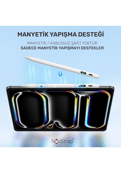 Novstrap Apple Uyumlu iPad 7/8/9 Nesil 10.2 İnç İle Dokunmatik Tablet Kalemi Pen Dz915 Şarj Ekranlı Avuç İçi Reddi Stylus