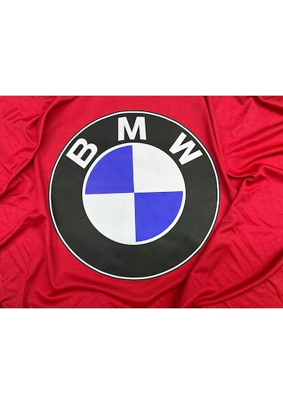 Bmw E30 Araba Brandası Bmw Logo Kırmızı Branda Penye Kumaş Oto Branda