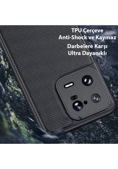 Hepsi Dux Ducis Xiaomi 13 Pro Fino Serisi Premium Dokuma Silikon Kılıf- 5775 Najmaddin Siyah