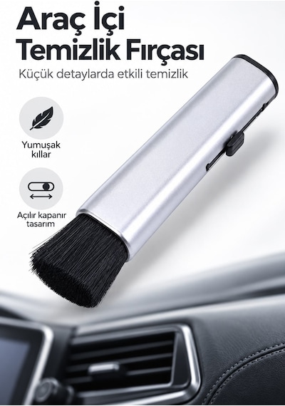 Açılır Kapanır Araç İçi Oto Detay Temizlik Fırçası