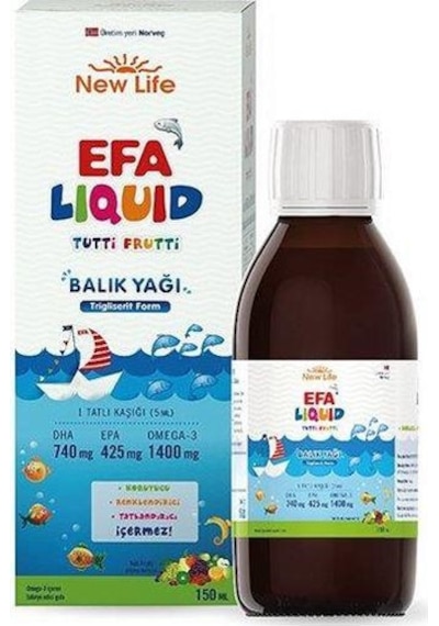 Newlife Efa Liquid Tutti Frutti Balık Yağı Şurubu 150Ml