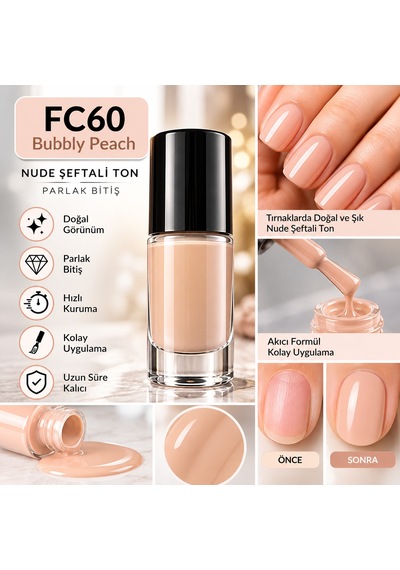 Color Nail Enamel Oje-fc60 Nude Şeftali - 9045607218190 Fc60 Bubbly Peach