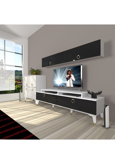 Decoraktiv Ekoflex 6y Mdf Gold Tv Ünitesi Tv Sehpası Beyaz - Siyah Decoraktiv Ekoflex 6y Mdf Gold Tv Ünitesi Tv Sehpası Beyaz - Siyah