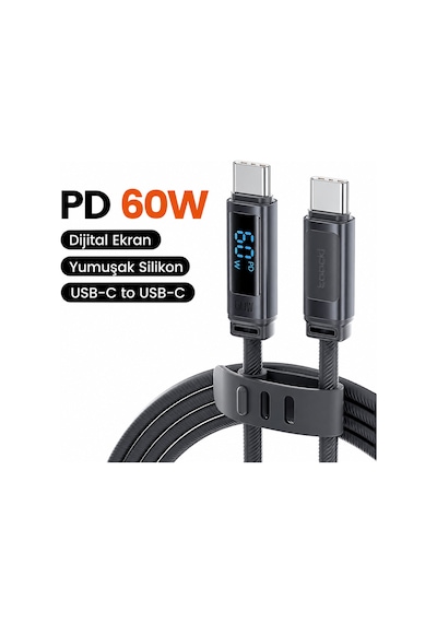 Toocki Tx113c2 60w Dijital Usb-c To Usb-c Silikon Kablo
