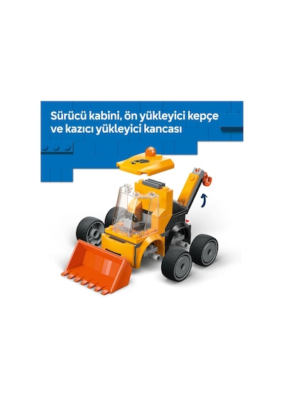 LEGO® City Araçlar – İnşaat Yükleyicisi 60483 - 5 Yaş Üzeri Çocuklar için İşçi Minifigürlü Yaratıcı Oyuncak Yapım Seti (61 Parça)