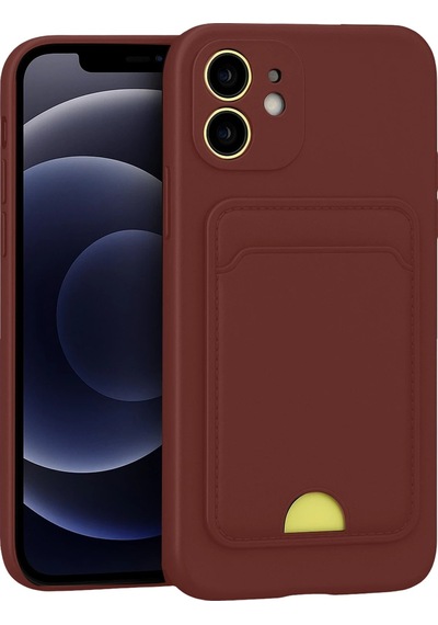Mey İthalat Apple iPhone Uyumlu - 11 Kılıf Kelvin Kartvizitli Silikon - Bordo Diğer
