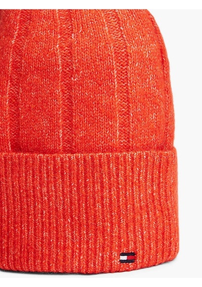 Tommy Hilfiger Th Flag Fluffy Beanıe Kadın Turuncu Bere - Aw0aw17779