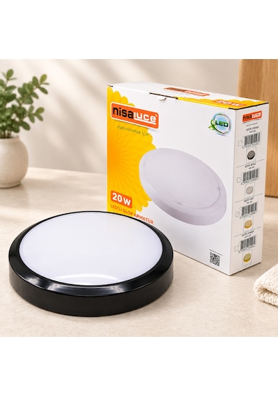 20w Led Glop Armatür Sıva Üstü Yuvarlak Siyah 6500k 1800lm Ip20