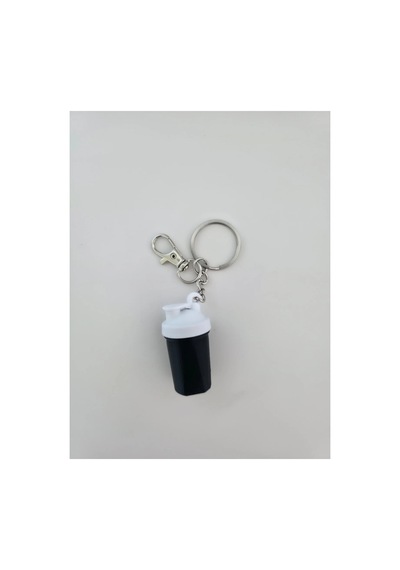 Gym Spor Fitness Shaker Açılır Kapak Anahtarlık, Çanta Charmı Süsü - Siyah