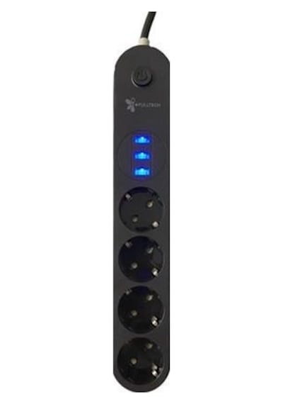 4lü Siyah Anahtarlı 3 Usb Li Akım Korumalı Topraklı Çocuk Korumalı Grup Priz 2 Metre