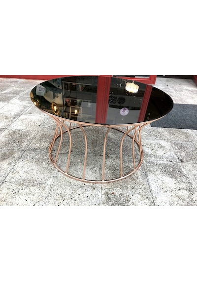 Brc Kum Saati Orta Sehpa Model 1023 Düz Siyah Temper-Cam Metal Tr