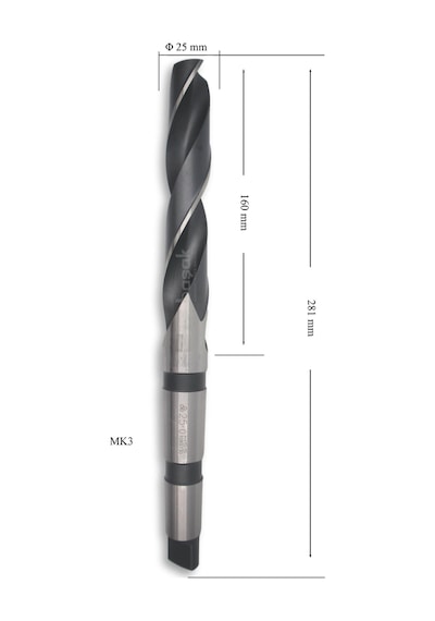 MTE 25 mm Mors Konik Saplı Matkap Ucu HSS (DIN 345)