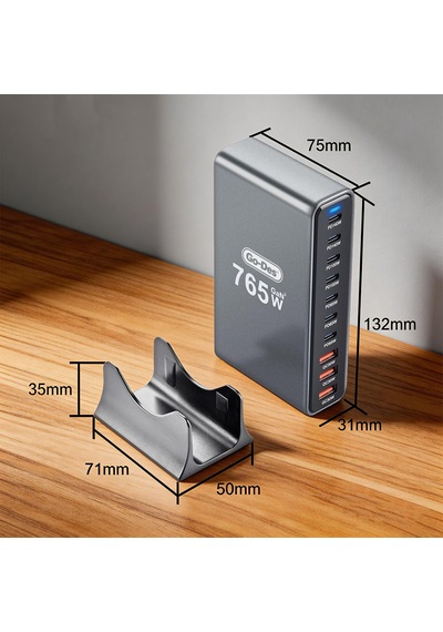 Go Des Gd-b963 Gan Teknolojili 10 Portlu Masaüstü Çoklu Şarj İstasyonu 765w Gri