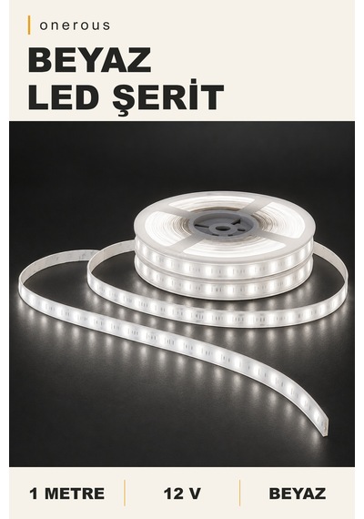 Onerous 1 M 12v Beyaz Led Şerit, Yapışkanlı