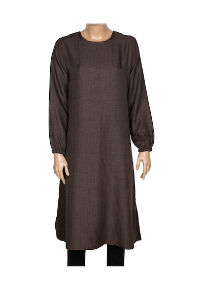 Hermevsim Missbah Kadın Efnan Keten Basic 115cm Yanı Yırtmaçlı Uzun Kahve Tunik Kahverengi Hermevsim Missbah Kadın Efnan Keten Basic 115cm Yanı Yırtmaçlı Uzun Kahve Tunik Kahverengi