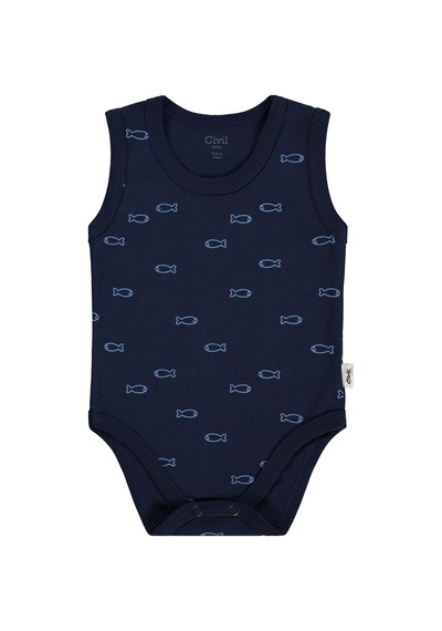 Civil Baby Balık Empirme 3-36 Ay Çıtçıtlı Badi - Lacivert