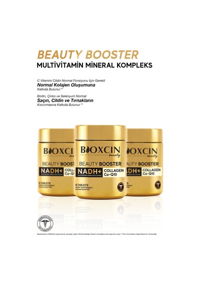 Bioxcin Beauty Booster 60 Tablet - Kolajen Nadh+ Co Q10 Glutatyon Biotin Astaksantin Resveratrol Hya Asit.