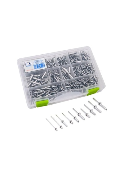 Hobi-4 Alüminyum Pop Perçin Seti 411 Parça 13 Çeşit Organizer Takım Çantalı