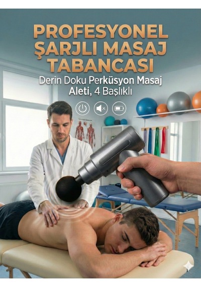 4 Başlıklı 6 Kademeli Titreşimli Şarjlı Mini Masaj Aleti Kırmızı