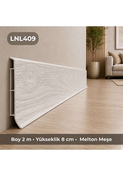 Linela Suya Dayanıklı Pvc Süpürgelik 8 Cm - Melton Meşe - Lnl409