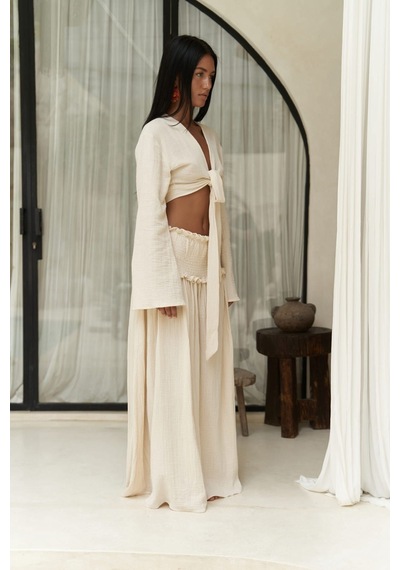 Mai Collection Mai Studios Co. Marshanda Bej Crop Etek Takım Bej