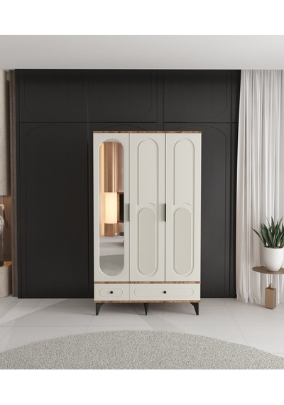 Derin 3 Kapaklı Çekmeceli Gardırop - Tamamı Mdf Aytaşı Derin 3 Kapaklı Çekmeceli Gardırop - Tamamı Mdf Aytaşı