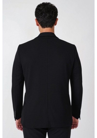 Slim Fit Torba Cepli Esnek Yünlü Siyah Ceket C 745