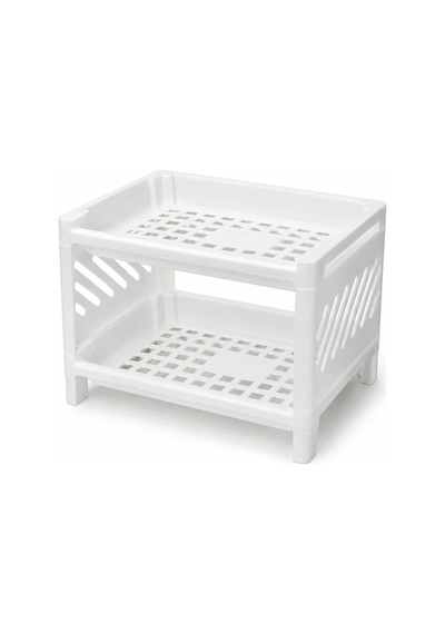Masa Üstü Plastik 2 Katlı Organizer Düzenleyici Raf, Tezgah Üstü Mutfak Banyo Kozmetik Ofis Düzenleyici, Dolap İçi Çok Amaçlı Beyaz Raf, 23 X 15,5 X 15,5 Cm Diğer