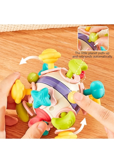 Bebek Oyuncağı Çıngıraklı Diş Kaşıyıcı Duyusal Montessori Oyuncak 6 İn 1 Bebek Oyuncağı