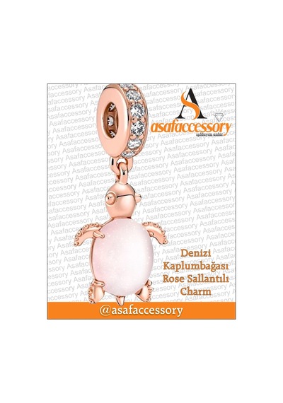 Deniz Kaplumbağası Rose Sallantılı Charm Asafaccessory Gümüş