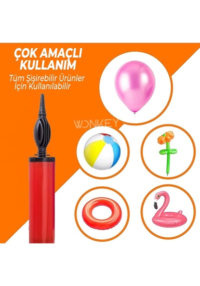 Wonkey Toys - 1 Adet Hızlı Balon Şişirme Pompası, Manuel 1.kalite Büyük Boy Balloon Pump Diğer