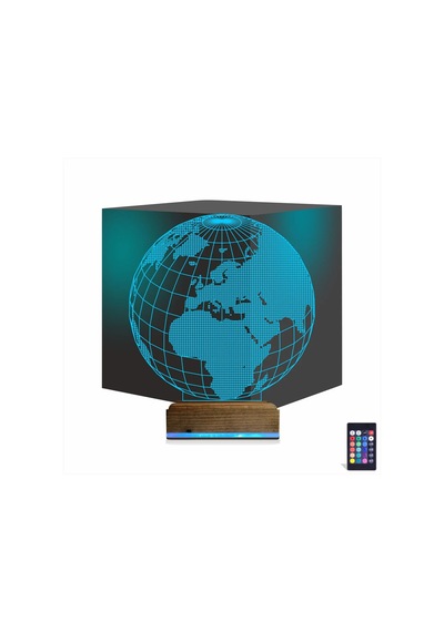 Luvivia Dünya Globe 3d Lamba - Masa Gece Lambası Şeffaf