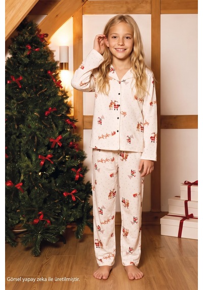 Siyah İnci Ekru Yılbaşı Temalı Desenli Termal Kumaşlı Ultra Soft Yumuşak Düğmeli Örme Pijama Takımı 26226825 Siyah İnci Ekru Yılbaşı Temalı Desenli Termal Kumaşlı Ultra Soft Yumuşak Düğmeli Örme Pijama Takımı 26226825