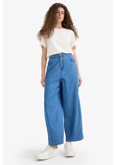 DeFacto Culotte Beli Lastikli Kısa Paça Bilek Boy Jean Pantolon E3041AX25SMNM34