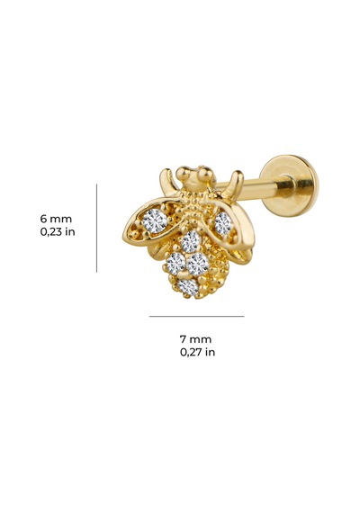 Goldkupe Taşlı Arı Altın Piercing-6446