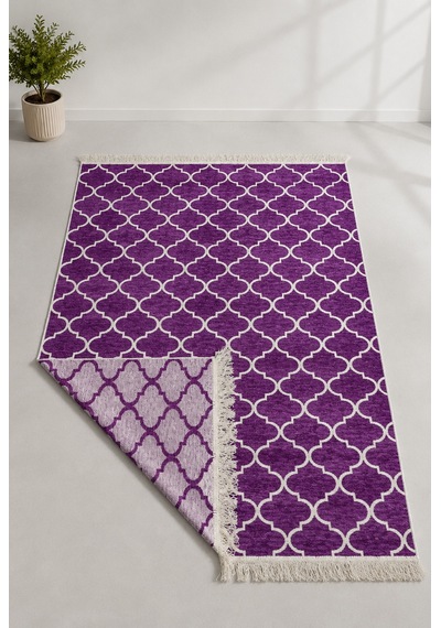 Kilim Paspas Çok Amaçlı Halı Makinede Yıkanabilir Toz Yapmaz Lila 2