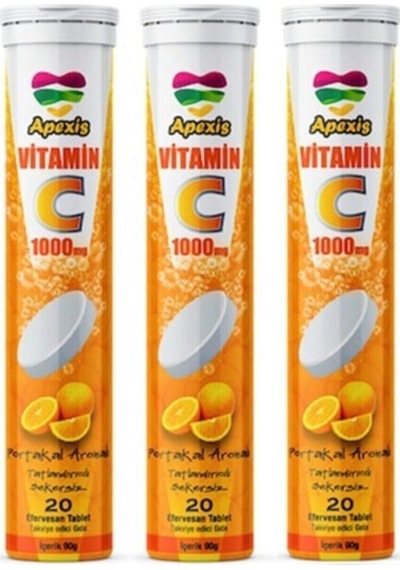 Apexis Vitamin C 1000 Mg 20 Efervesan Tablet 3 Adet 1000